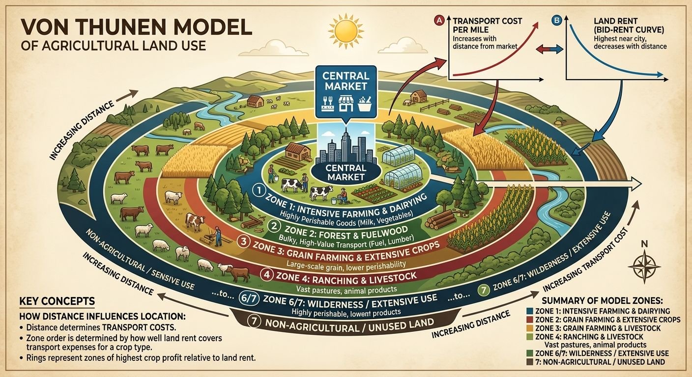 Von Thunen Model Rings, Assumptions & Examples